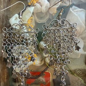 Elegant Silver Tone Chandelier Earrings